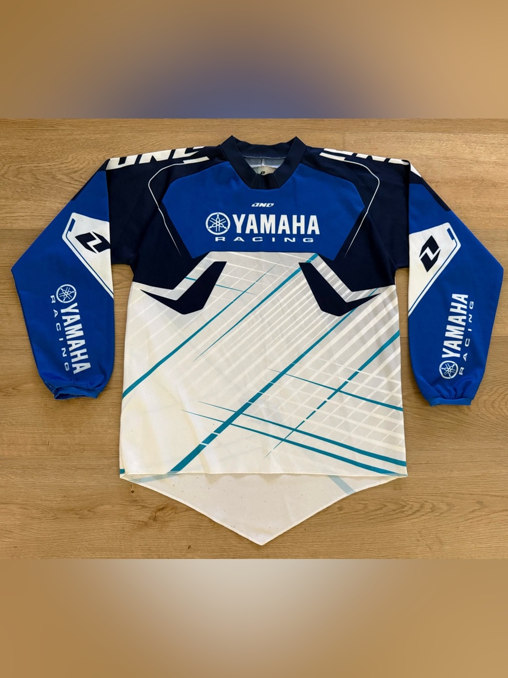 Vintage Yamaha Carbon Motocross MX Racing Jersey Men’s M Blue White Oversized